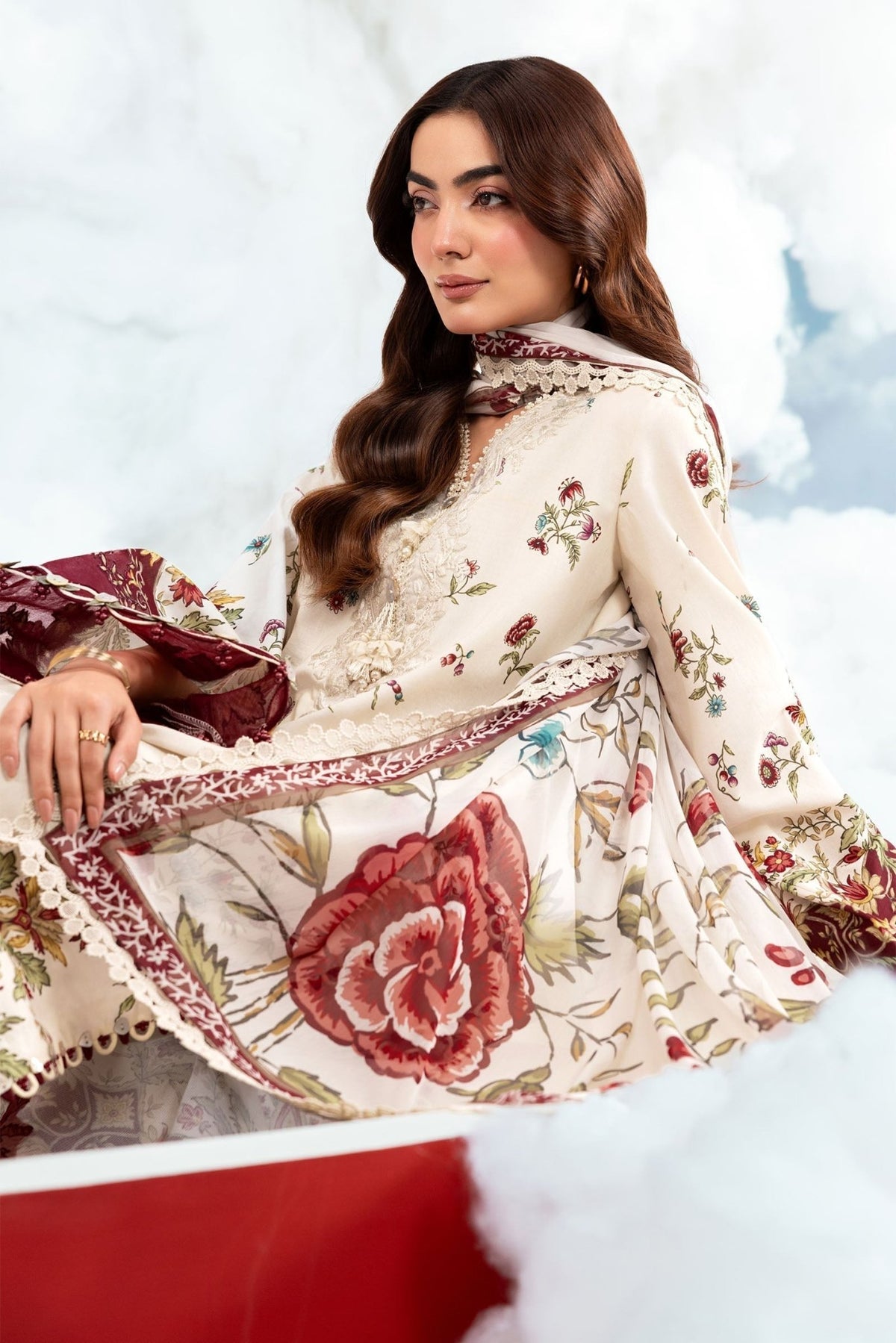 Maria B | M Basics Dreamscape Eid Lawn | MB-CUSV14-01A-Brand:Maria B-Type:Ladies Clothes-Light Skin-Lawn-House of Maryam- Buy in UK, USA