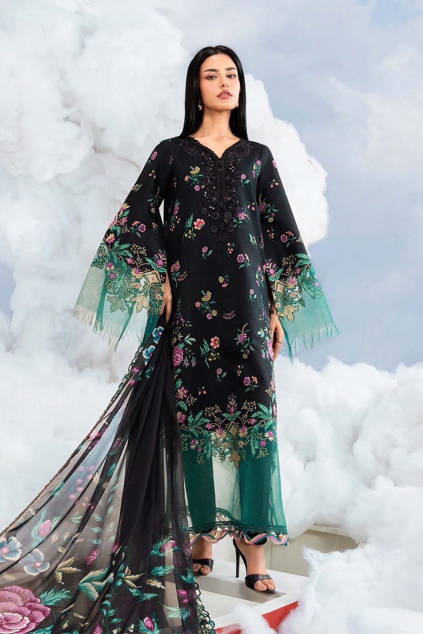 Maria B | M Basics Dreamscape Eid Lawn | MB-CUSV14-01B-Brand:Maria B-Type:Ladies Clothes-Black-Lawn-House of Maryam- Buy in UK, USA