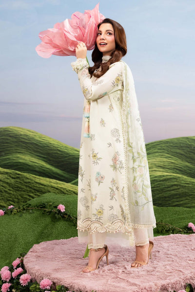 Maria B | M Basics Dreamscape Eid Lawn | MB-CUSV14-02A-Brand:Maria B-Type:Ladies Clothes-Off White-Lawn-House of Maryam- Buy in UK, USA