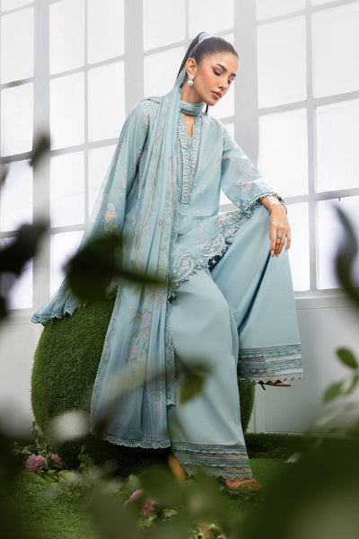 Maria B | M Basics Dreamscape Eid Lawn | MB-CUSV14-02B-Brand:Maria B-Type:Ladies Clothes-Sky Blue-Lawn-House of Maryam- Buy in UK, USA