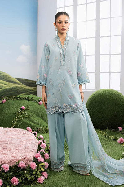Maria B | M Basics Dreamscape Eid Lawn | MB-CUSV14-02B-Brand:Maria B-Type:Ladies Clothes-Sky Blue-Lawn-House of Maryam- Buy in UK, USA