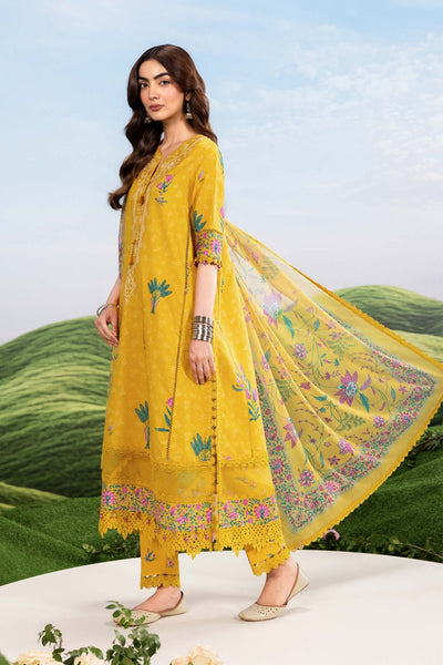 Maria B | M Basics Dreamscape Eid Lawn | MB-CUSV14-03A-Brand:Maria B-Type:Ladies Clothes-Mustard-Lawn-House of Maryam- Buy in UK, USA