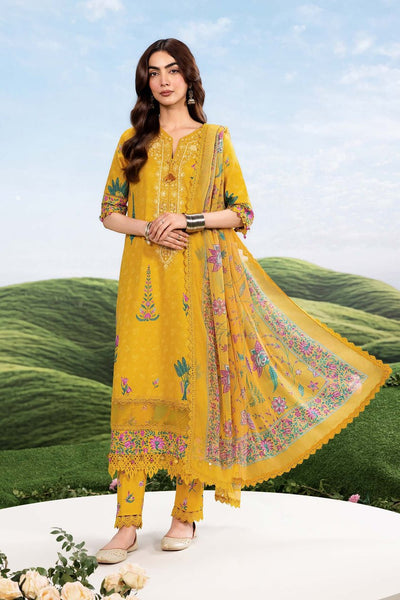 Maria B | M Basics Dreamscape Eid Lawn | MB-CUSV14-03A-Brand:Maria B-Type:Ladies Clothes-Mustard-Lawn-House of Maryam- Buy in UK, USA