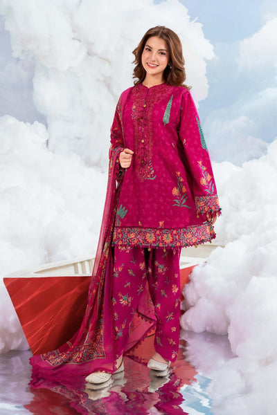 Maria B | M Basics Dreamscape Eid Lawn | MB-CUSV14-03B-Brand:Maria B-Type:Ladies Clothes-Magenta-Lawn-House of Maryam- Buy in UK, USA