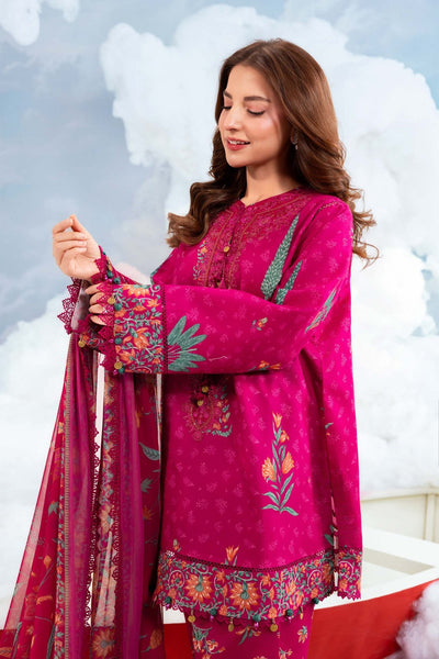 Maria B | M Basics Dreamscape Eid Lawn | MB-CUSV14-03B-Brand:Maria B-Type:Ladies Clothes-Magenta-Lawn-House of Maryam- Buy in UK, USA