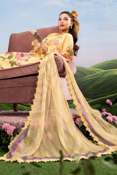 Maria B | M Basics Dreamscape Eid Lawn | MB-CUSV14-04B-Brand:Maria B-Type:Ladies Clothes-Dust Yellow-Lawn-House of Maryam- Buy in UK, USA