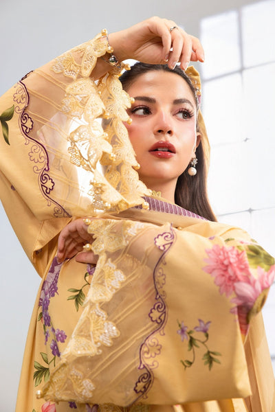 Maria B | M Basics Dreamscape Eid Lawn | MB-CUSV14-04B-Brand:Maria B-Type:Ladies Clothes-Dust Yellow-Lawn-House of Maryam- Buy in UK, USA
