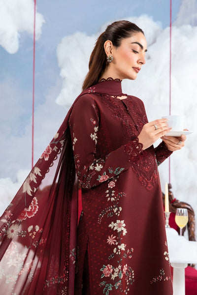 Maria B | M Basics Dreamscape Eid Lawn | MB-CUSV14-07A-Brand:Maria B-Type:Ladies Clothes-Maroon-Lawn-House of Maryam- Buy in UK, USA