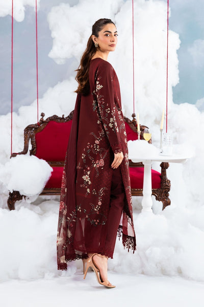 Maria B | M Basics Dreamscape Eid Lawn | MB-CUSV14-07A-Brand:Maria B-Type:Ladies Clothes-Maroon-Lawn-House of Maryam- Buy in UK, USA
