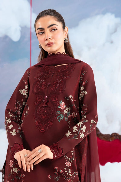 Maria B | M Basics Dreamscape Eid Lawn | MB-CUSV14-07A-Brand:Maria B-Type:Ladies Clothes-Maroon-Lawn-House of Maryam- Buy in UK, USA