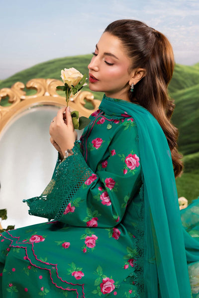 Maria B | M Basics Dreamscape Eid Lawn | MB-CUSV14-09A-Brand:Maria B-Type:Ladies Clothes-Emerald Green-Lawn-House of Maryam- Buy in UK, USA