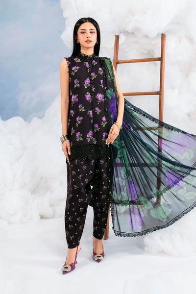 Maria B | M Basics Dreamscape Eid Lawn | MB-CUSV14-09B-Brand:Maria B-Type:Ladies Clothes-Black-Lawn-House of Maryam- Buy in UK, USA