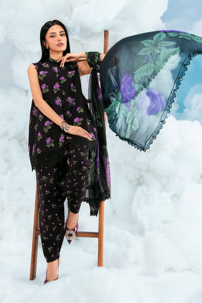 Maria B | M Basics Dreamscape Eid Lawn | MB-CUSV14-09B-Brand:Maria B-Type:Ladies Clothes-Black-Lawn-House of Maryam- Buy in UK, USA