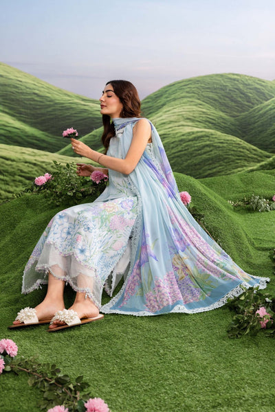 Maria B | M Basics Dreamscape Eid Lawn | MB-CUSV14-10A-Brand:Maria B-Type:Ladies Clothes-Ice Blue-Lawn-House of Maryam- Buy in UK, USA