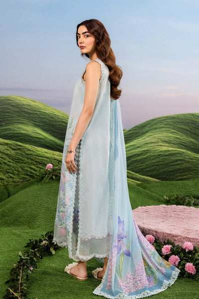 Maria B | M Basics Dreamscape Eid Lawn | MB-CUSV14-10A-Brand:Maria B-Type:Ladies Clothes-Ice Blue-Lawn-House of Maryam- Buy in UK, USA