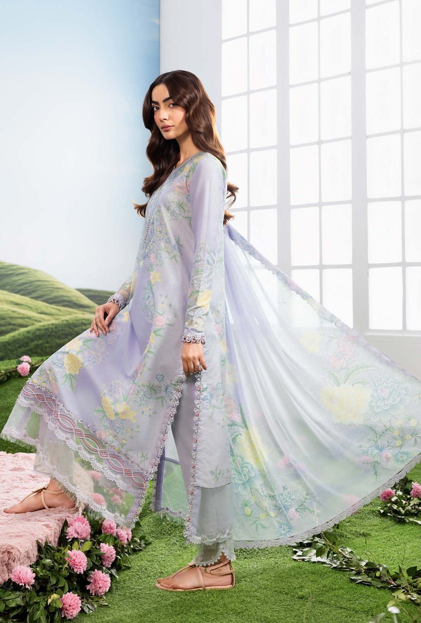 Maria B | M Basics Dreamscape Eid Lawn | MB-CUSV14-11B-Brand:Maria B-Type:Ladies Clothes-Lavender Gray-Lawn-House of Maryam- Buy in UK, USA