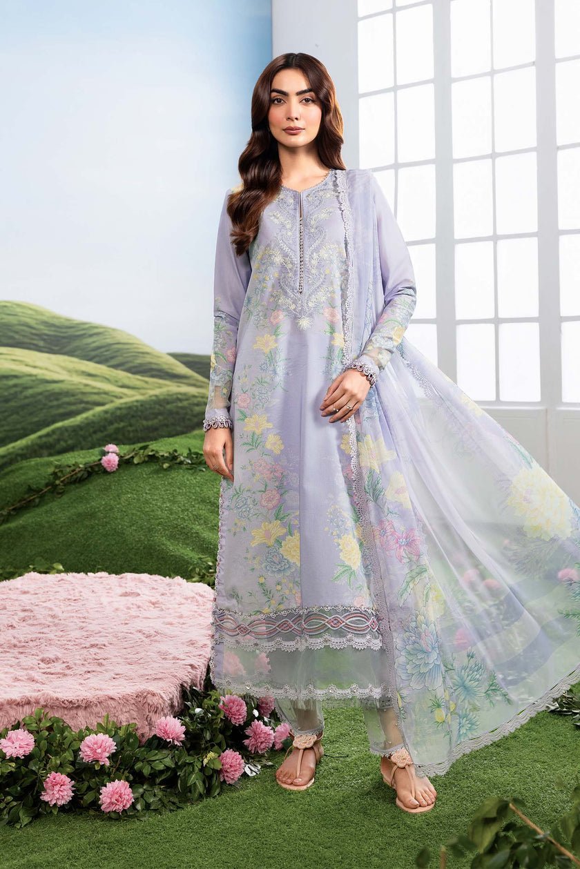 Maria B | M Basics Dreamscape Eid Lawn | MB-CUSV14-11B-Brand:Maria B-Type:Ladies Clothes-Lavender Gray-Lawn-House of Maryam- Buy in UK, USA