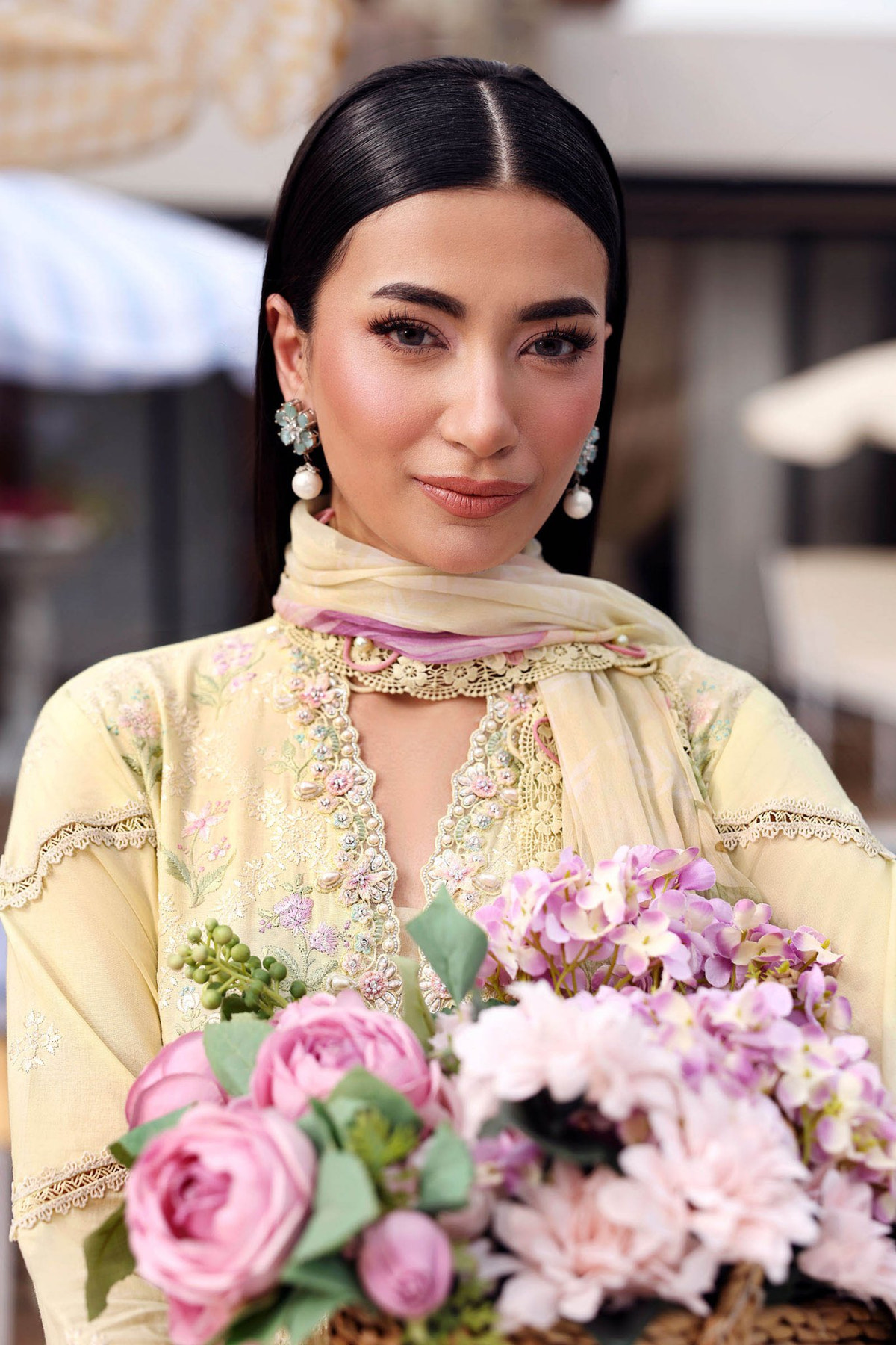 Maria B | M Prints 26 | MPT-3001-A-Brand:Maria B-Type:Ladies Clothes-Butter Yellow-Lawn-House of Maryam- Buy in UK, USA