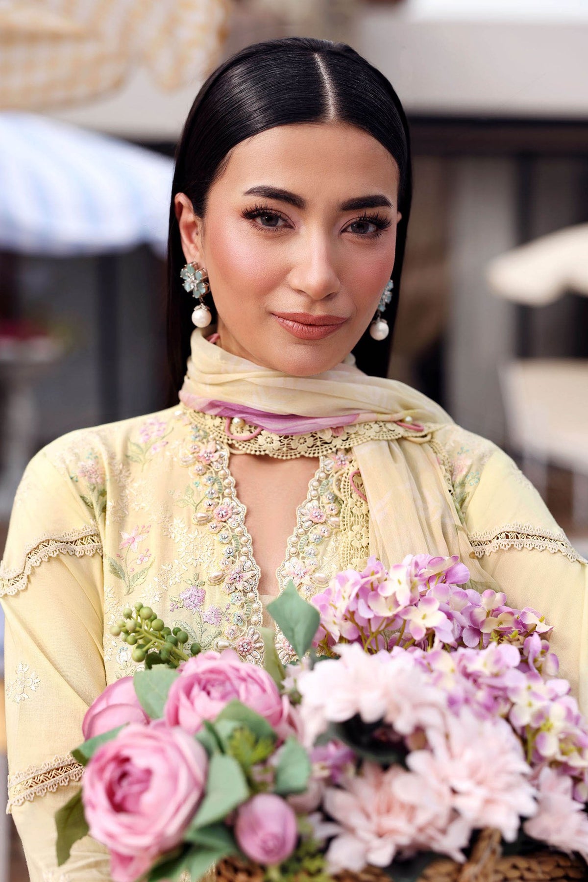 Maria B | M Prints 26 | MPT-3001-A-Brand:Maria B-Type:Ladies Clothes-Butter Yellow-Lawn-House of Maryam- Buy in UK, USA
