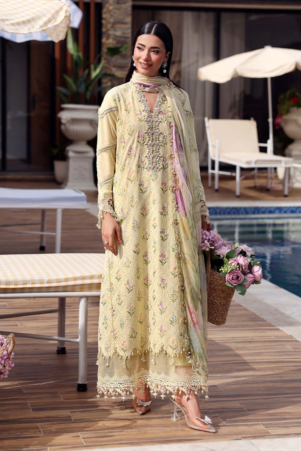 Maria B | M Prints 26 | MPT-3001-A-Brand:Maria B-Type:Ladies Clothes-Butter Yellow-Lawn-House of Maryam- Buy in UK, USA