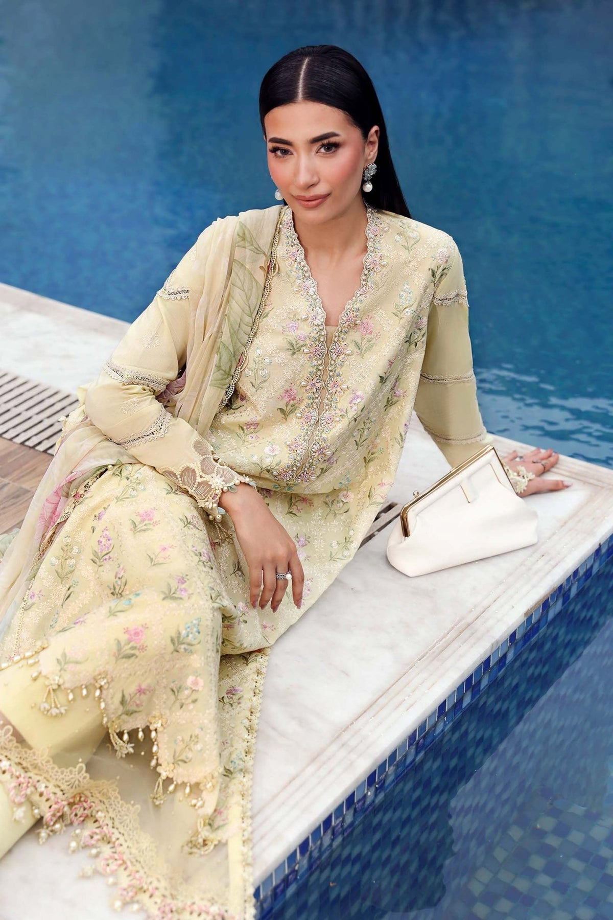 Maria B | M Prints 26 | MPT-3001-A-Brand:Maria B-Type:Ladies Clothes-Butter Yellow-Lawn-House of Maryam- Buy in UK, USA