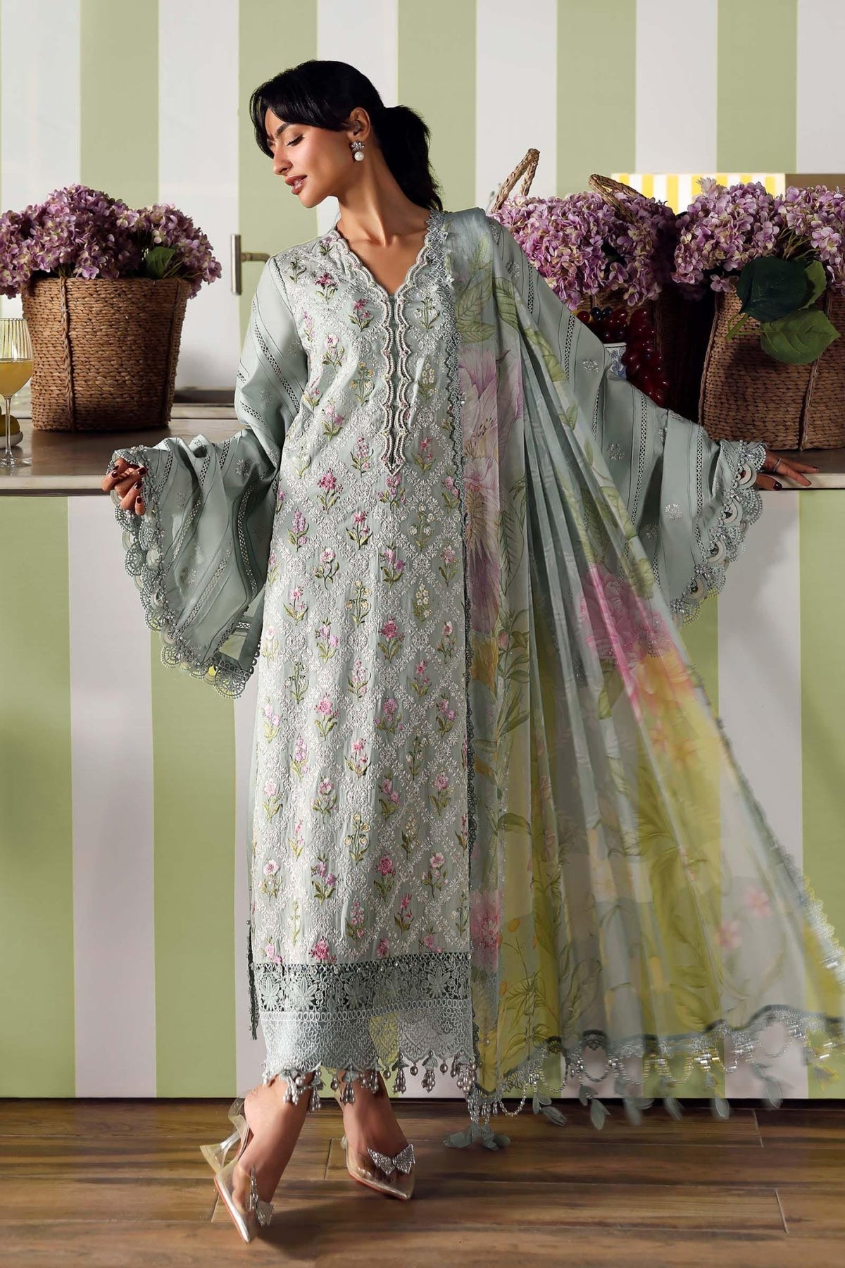 Maria B | M Prints 26 | MPT-3001-B-Brand:Maria B-Type:Ladies Clothes-Gray-Lawn-House of Maryam- Buy in UK, USA