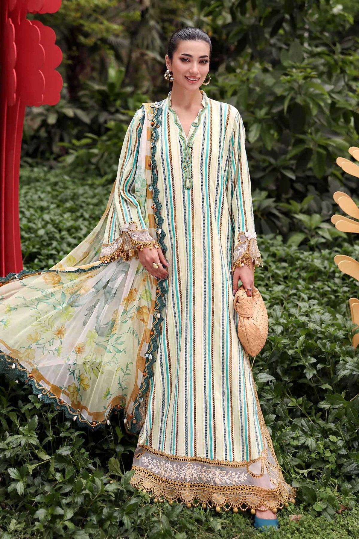 Maria B | M Prints 26 | MPT-3002-B-Brand:Maria B-Type:Ladies Clothes-Pastel Yellow-Jacquard-House of Maryam- Buy in UK, USA