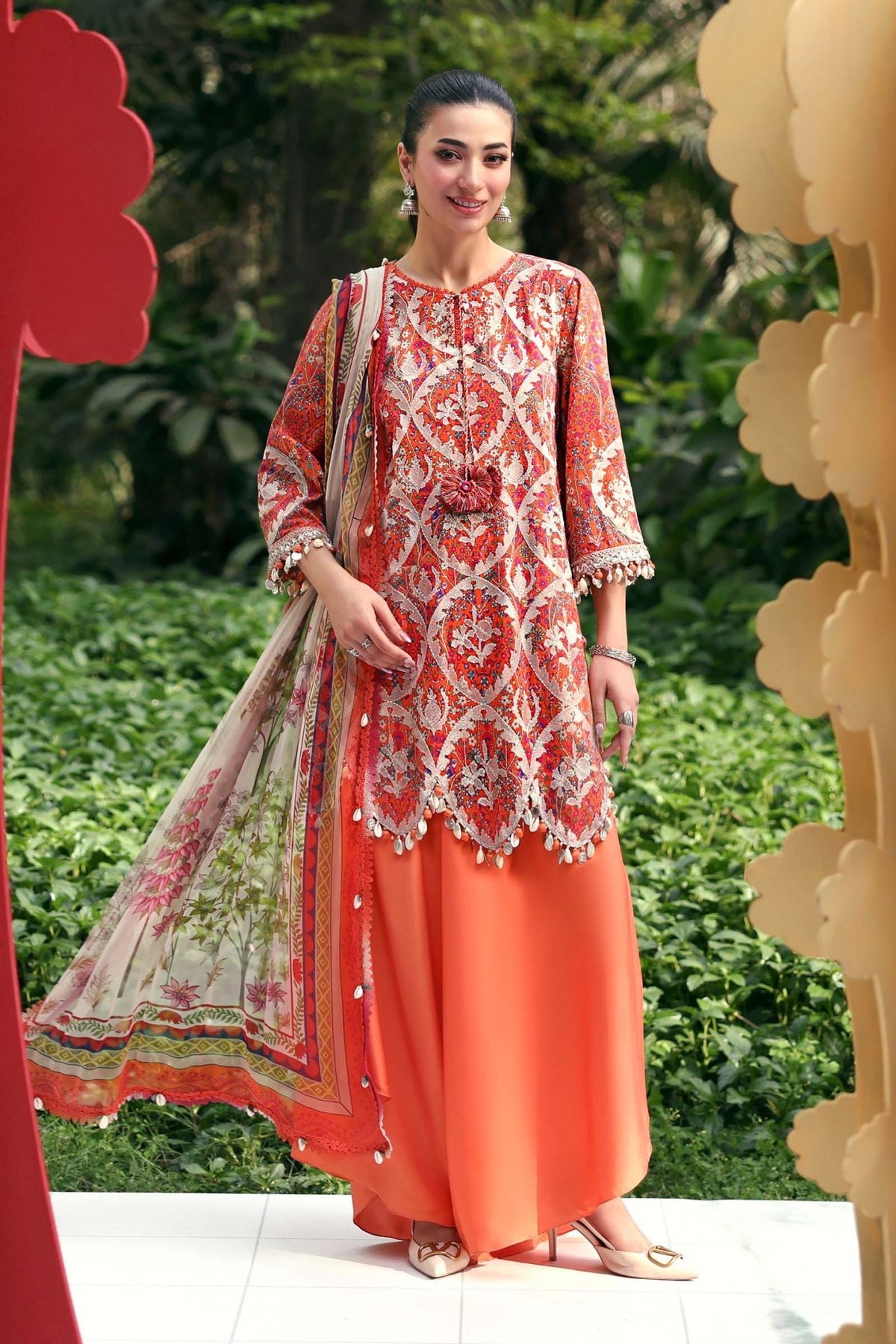 Maria B | M Prints 26 | MPT-3003-A-Brand:Maria B-Type:Ladies Clothes-Rust-Lawn-House of Maryam- Buy in UK, USA