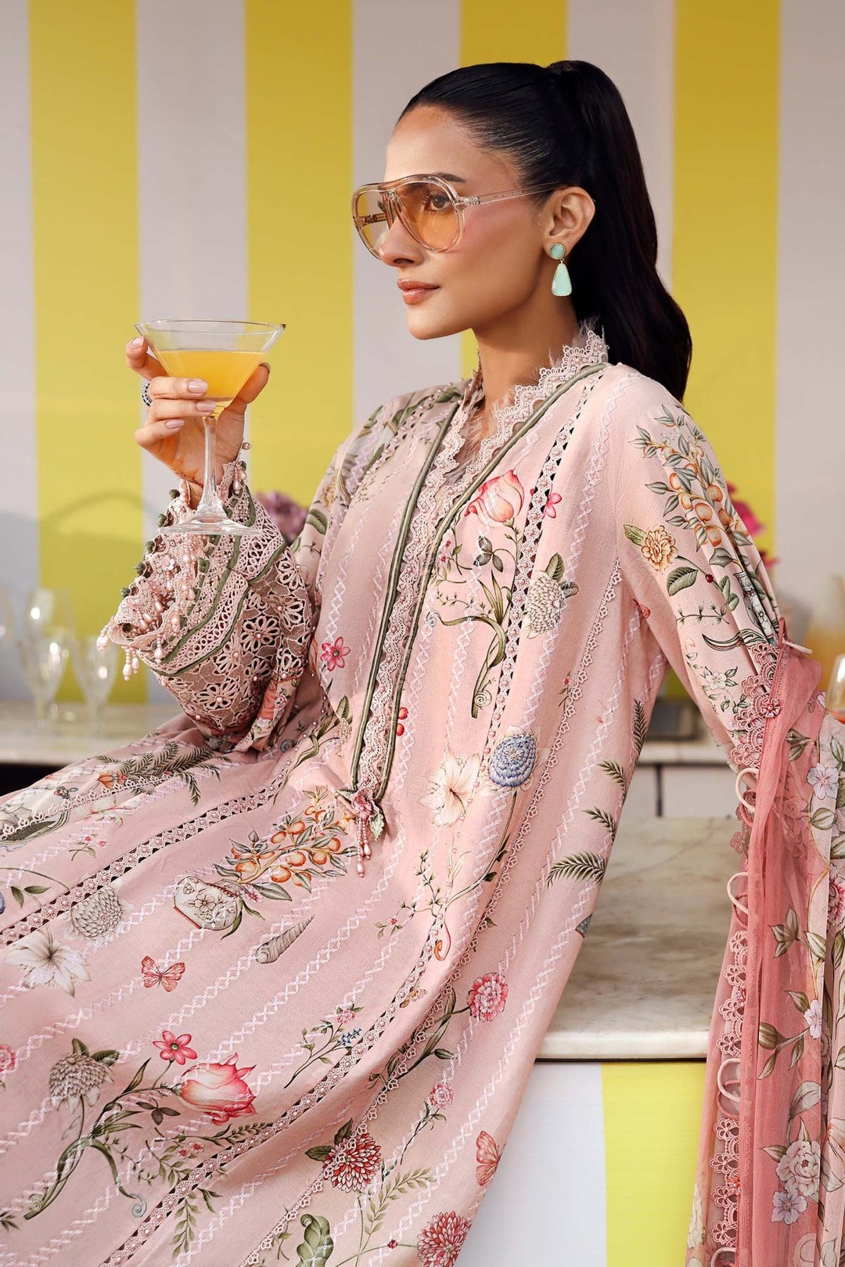Maria B | M Prints 26 | MPT-3004-A-Brand:Maria B-Type:Ladies Clothes-Blush Pink-Lawn-House of Maryam- Buy in UK, USA