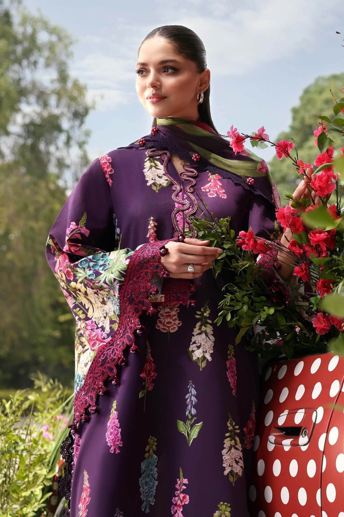 Maria B | M Prints 26 | MPT-3005-A-Brand:Maria B-Type:Ladies Clothes-Dark Purple-Lawn-House of Maryam- Buy in UK, USA