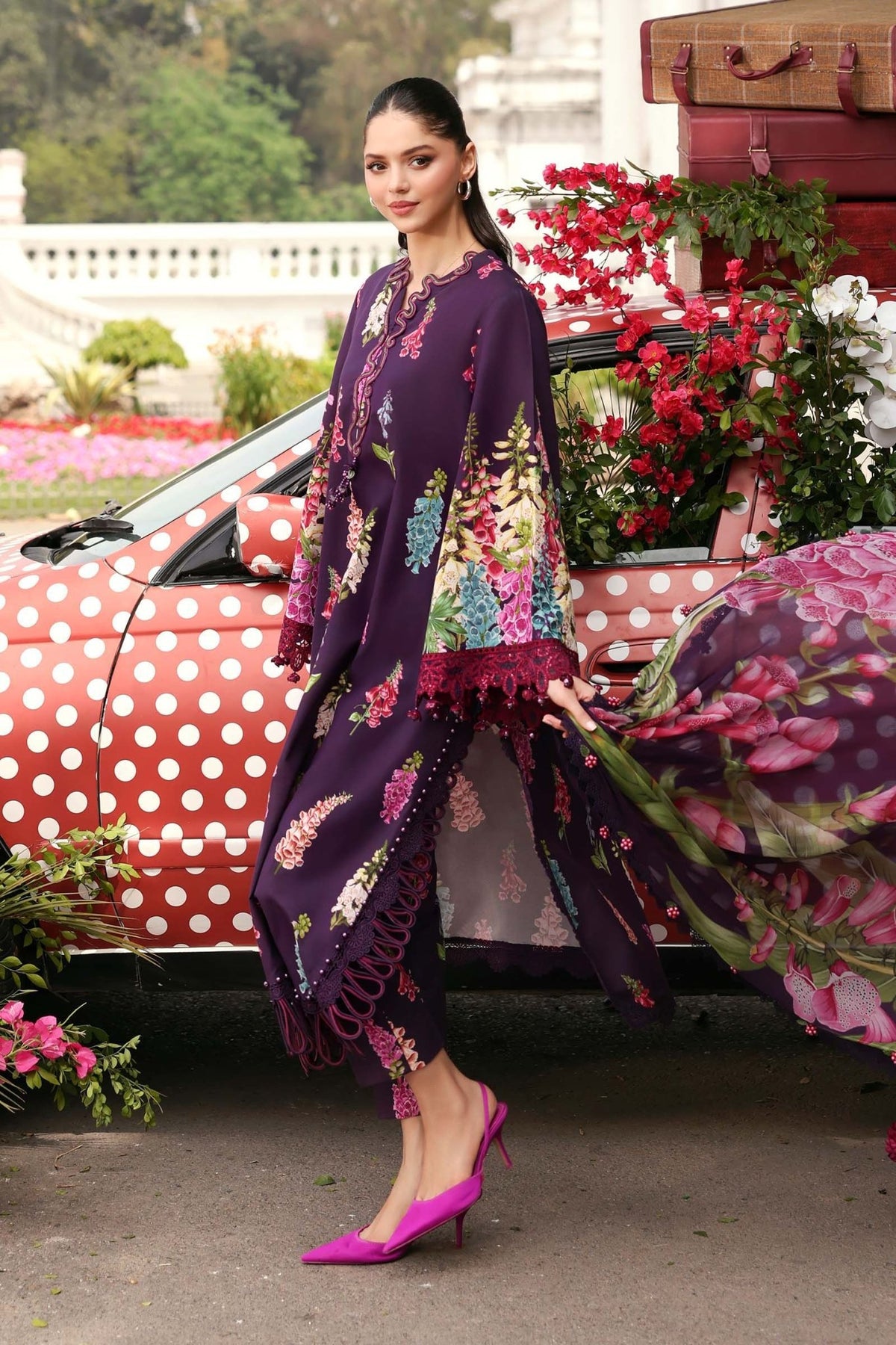 Maria B | M Prints 26 | MPT-3005-A-Brand:Maria B-Type:Ladies Clothes-Dark Purple-Lawn-House of Maryam- Buy in UK, USA