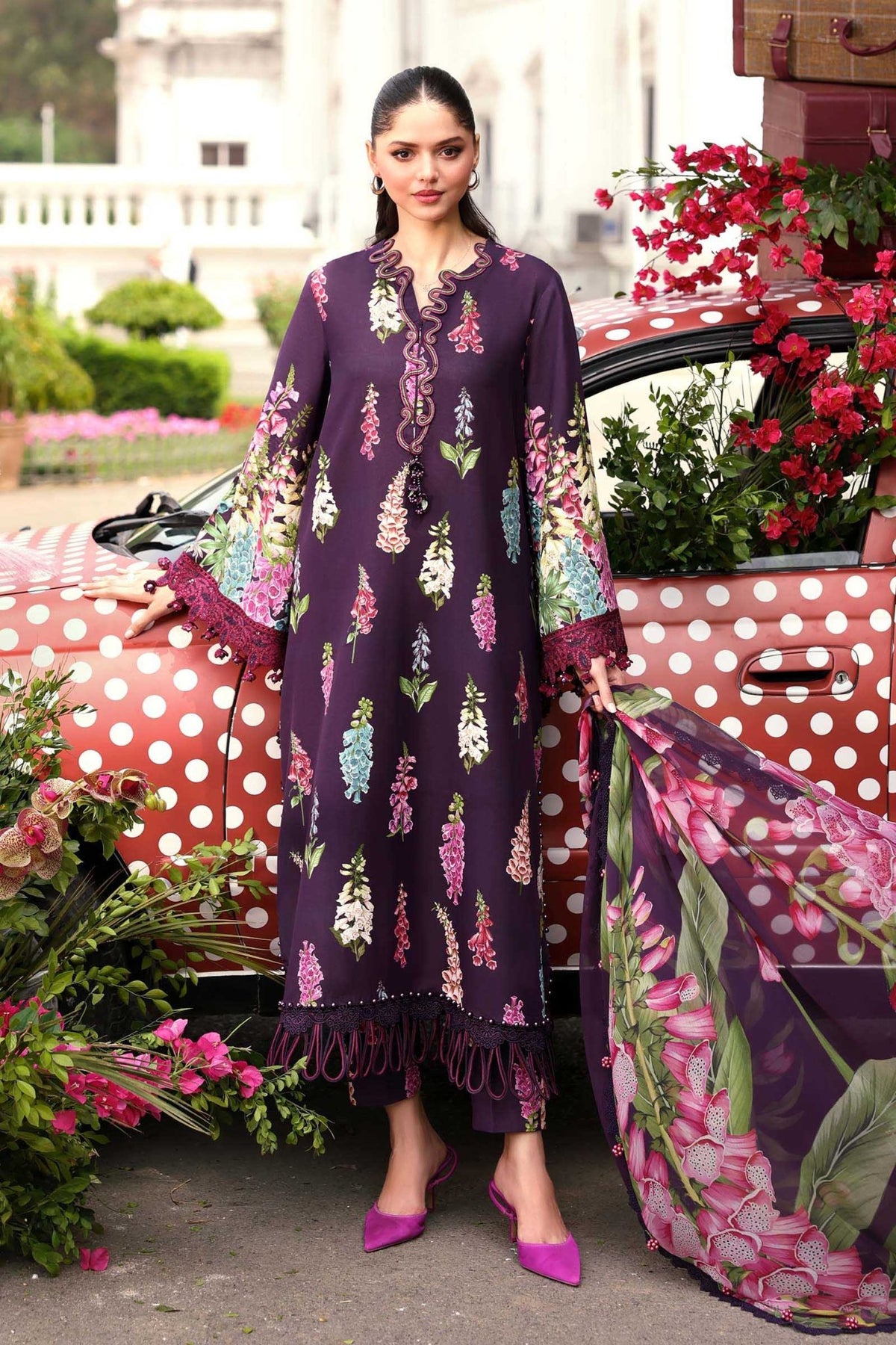 Maria B | M Prints 26 | MPT-3005-A-Brand:Maria B-Type:Ladies Clothes-Dark Purple-Lawn-House of Maryam- Buy in UK, USA