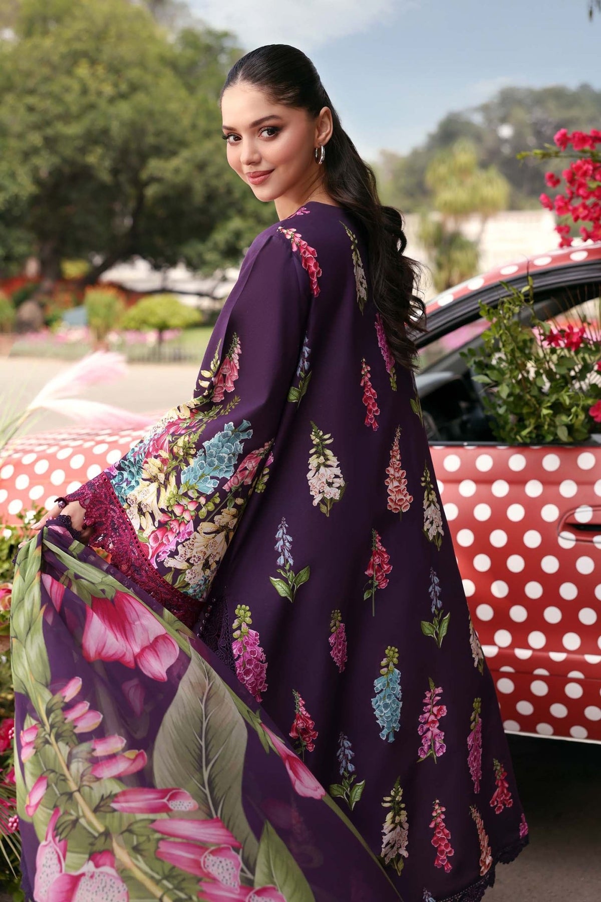 Maria B | M Prints 26 | MPT-3005-A-Brand:Maria B-Type:Ladies Clothes-Dark Purple-Lawn-House of Maryam- Buy in UK, USA