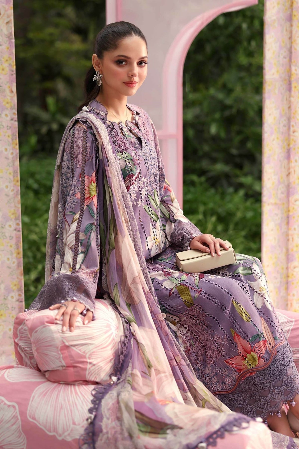 Maria B | M Prints 26 | MPT-3006-B-Brand:Maria B-Type:Ladies Clothes-Light Lavender-Lawn-House of Maryam- Buy in UK, USA