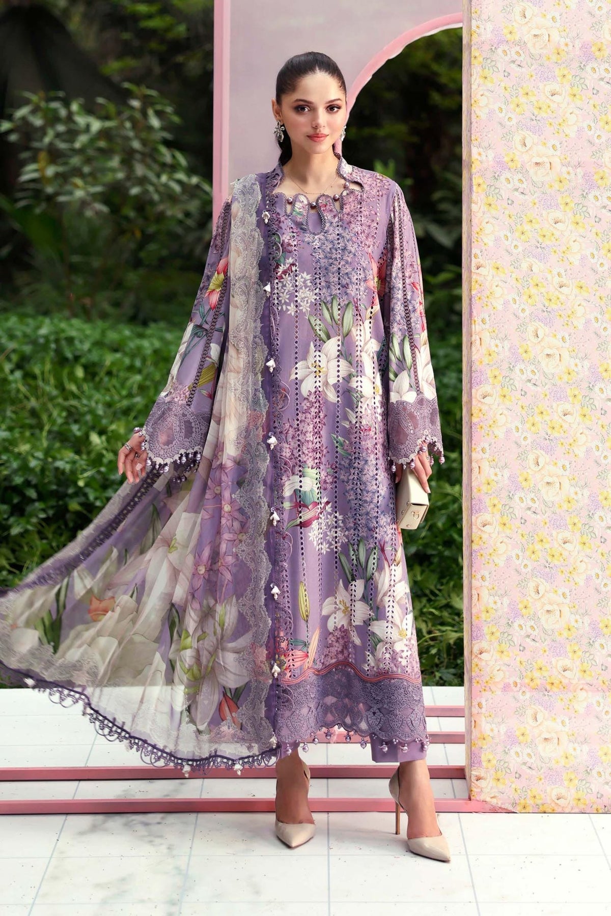 Maria B | M Prints 26 | MPT-3006-B-Brand:Maria B-Type:Ladies Clothes-Light Lavender-Lawn-House of Maryam- Buy in UK, USA