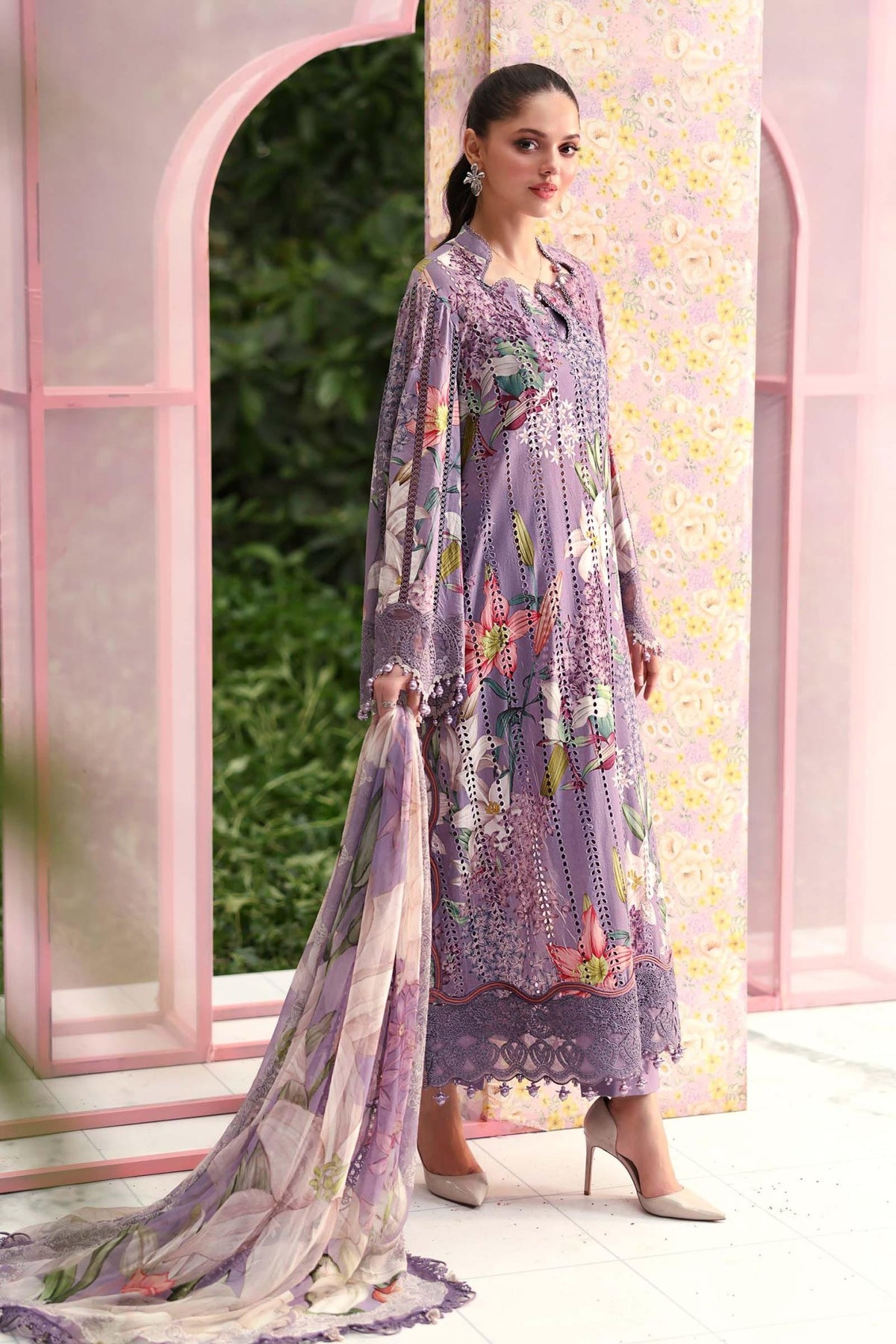 Maria B | M Prints 26 | MPT-3006-B-Brand:Maria B-Type:Ladies Clothes-Light Lavender-Lawn-House of Maryam- Buy in UK, USA