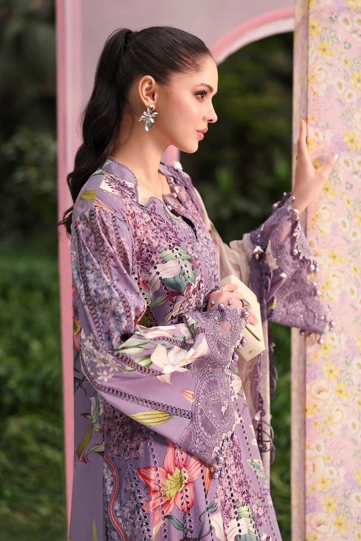 Maria B | M Prints 26 | MPT-3006-B-Brand:Maria B-Type:Ladies Clothes-Light Lavender-Lawn-House of Maryam- Buy in UK, USA