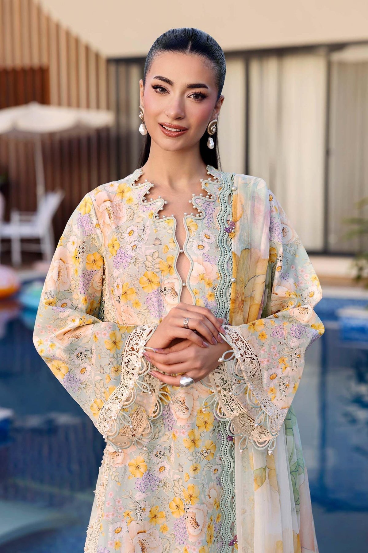 Maria B | M Prints 26 | MPT-3007-A-Brand:Maria B-Type:Ladies Clothes-Mint-Lawn-House of Maryam- Buy in UK, USA