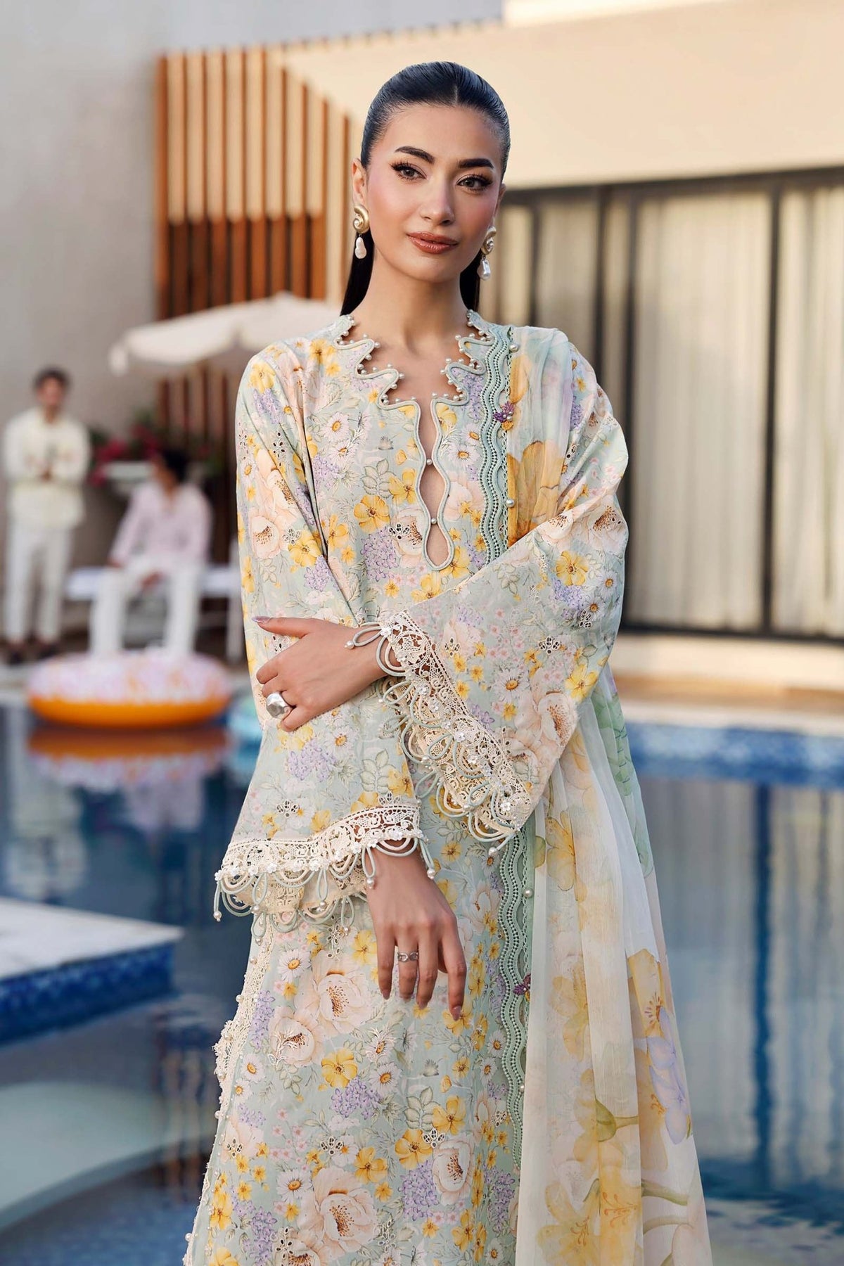 Maria B | M Prints 26 | MPT-3007-A-Brand:Maria B-Type:Ladies Clothes-Mint-Lawn-House of Maryam- Buy in UK, USA
