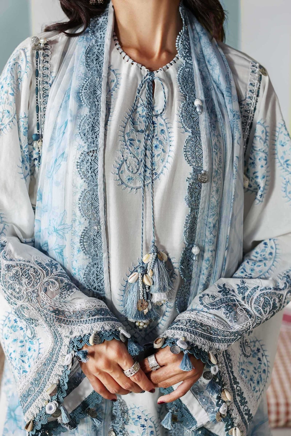 Maria B | M Prints 26 | MPT-3009-A-Brand:Maria B-Type:Ladies Clothes-Off White-Lawn-House of Maryam- Buy in UK, USA