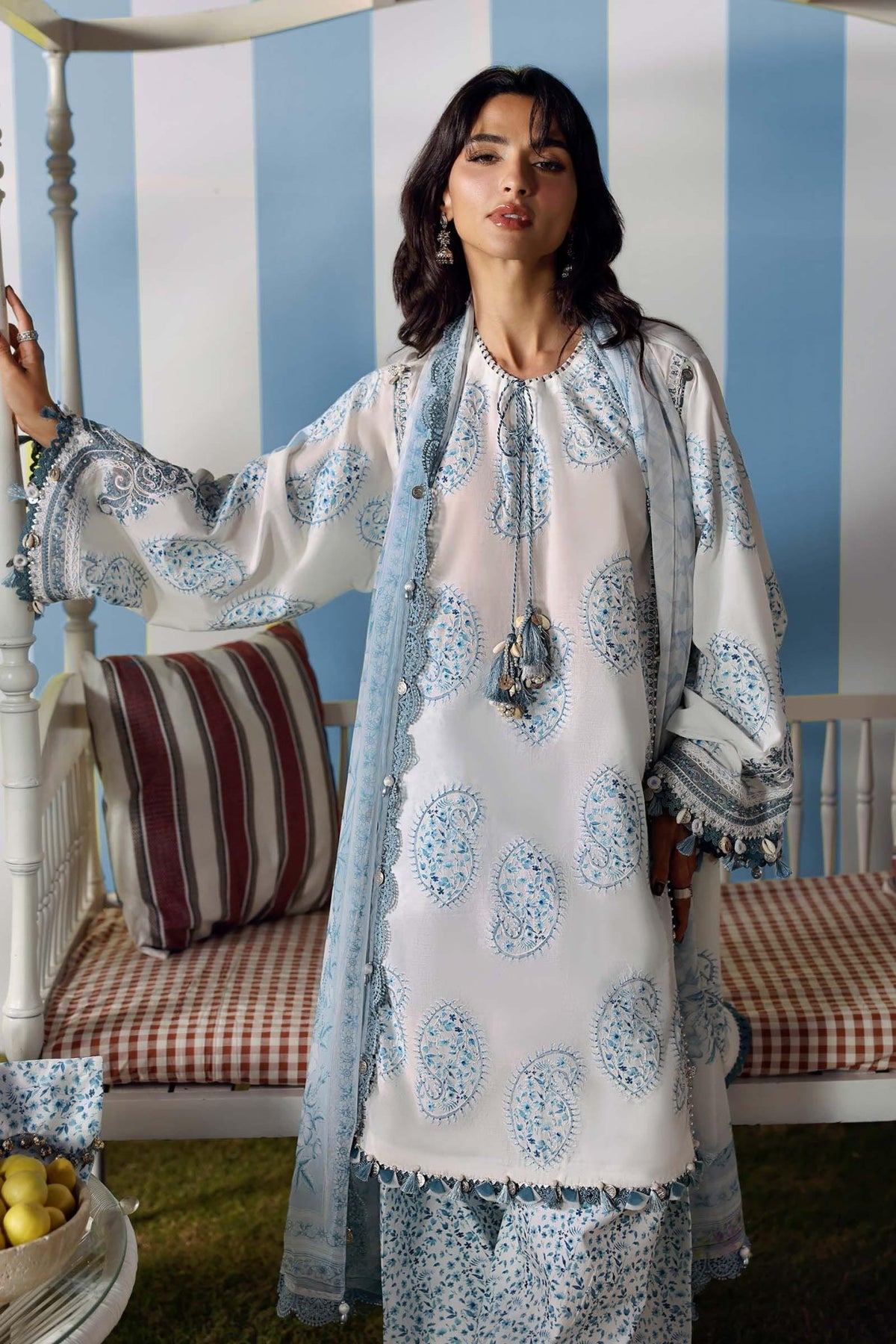 Maria B | M Prints 26 | MPT-3009-A-Brand:Maria B-Type:Ladies Clothes-Off White-Lawn-House of Maryam- Buy in UK, USA