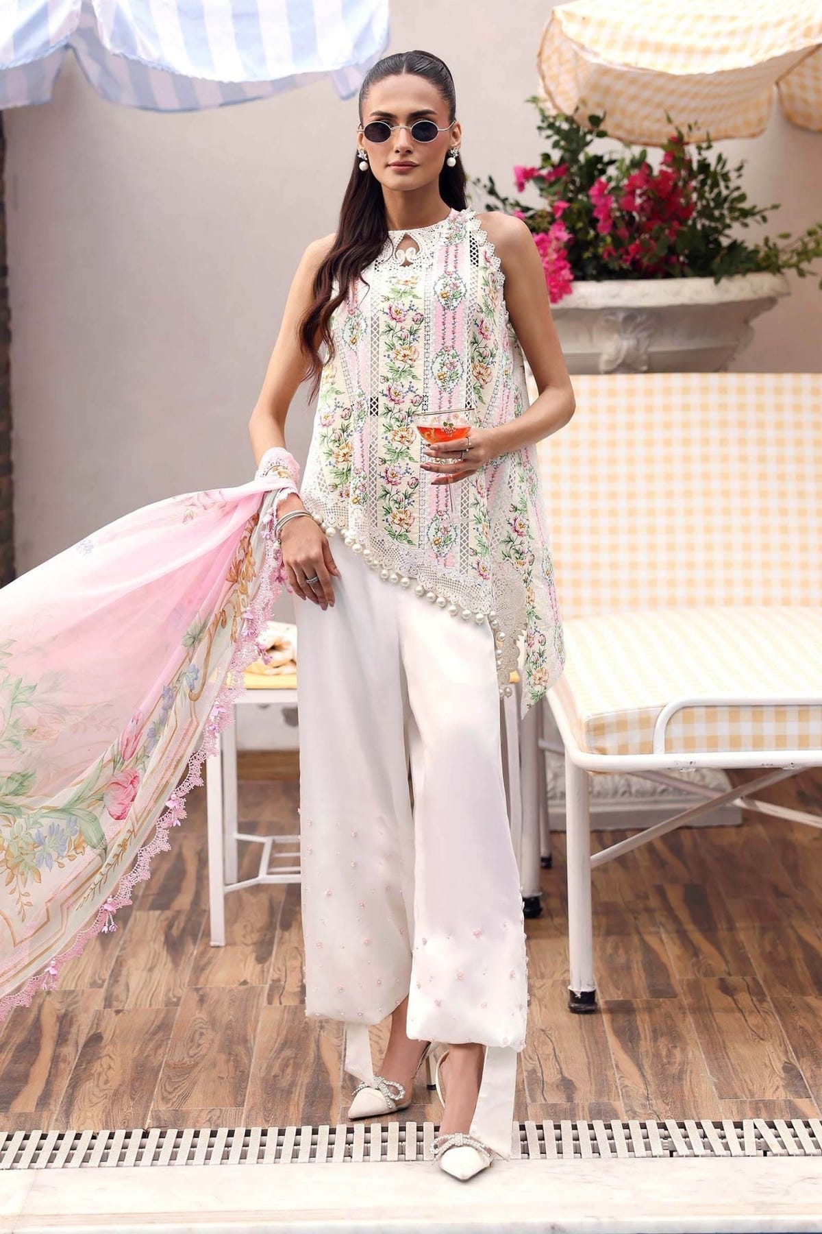 Maria B | M Prints 26 | MPT-3010-A-Brand:Maria B-Type:Ladies Clothes-White-Lawn-House of Maryam- Buy in UK, USA