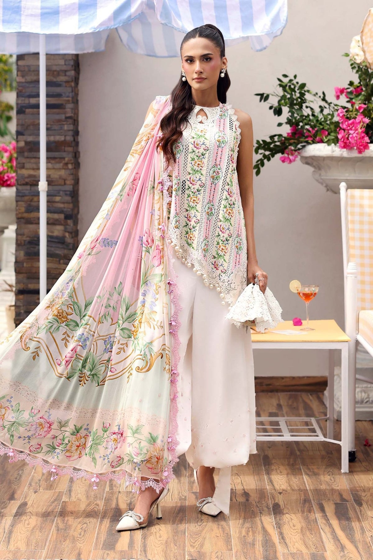 Maria B | M Prints 26 | MPT-3010-A-Brand:Maria B-Type:Ladies Clothes-White-Lawn-House of Maryam- Buy in UK, USA