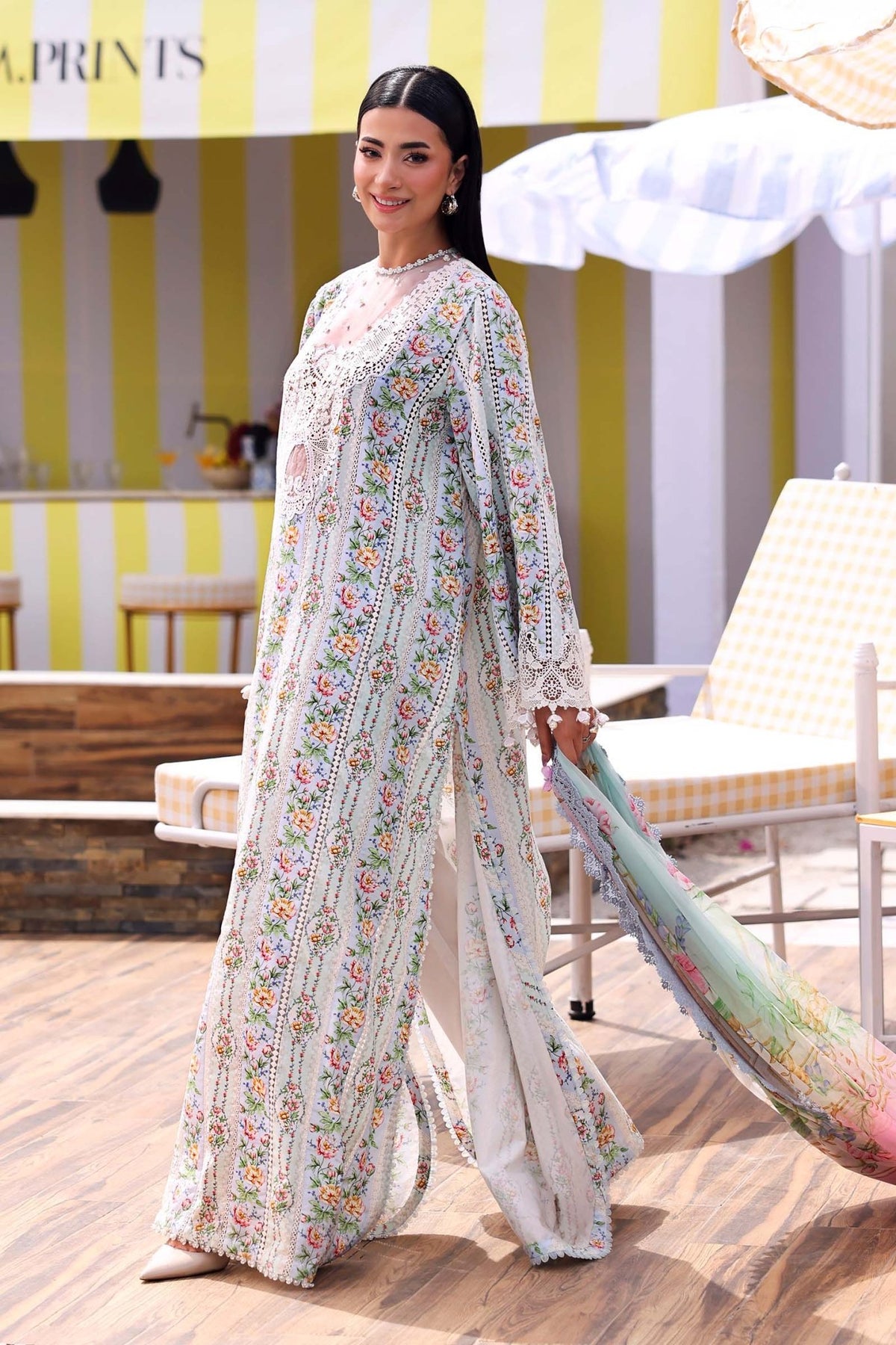 Maria B | M Prints 26 | MPT-3010-B-Brand:Maria B-Type:Ladies Clothes-Off White-Lawn-House of Maryam- Buy in UK, USA