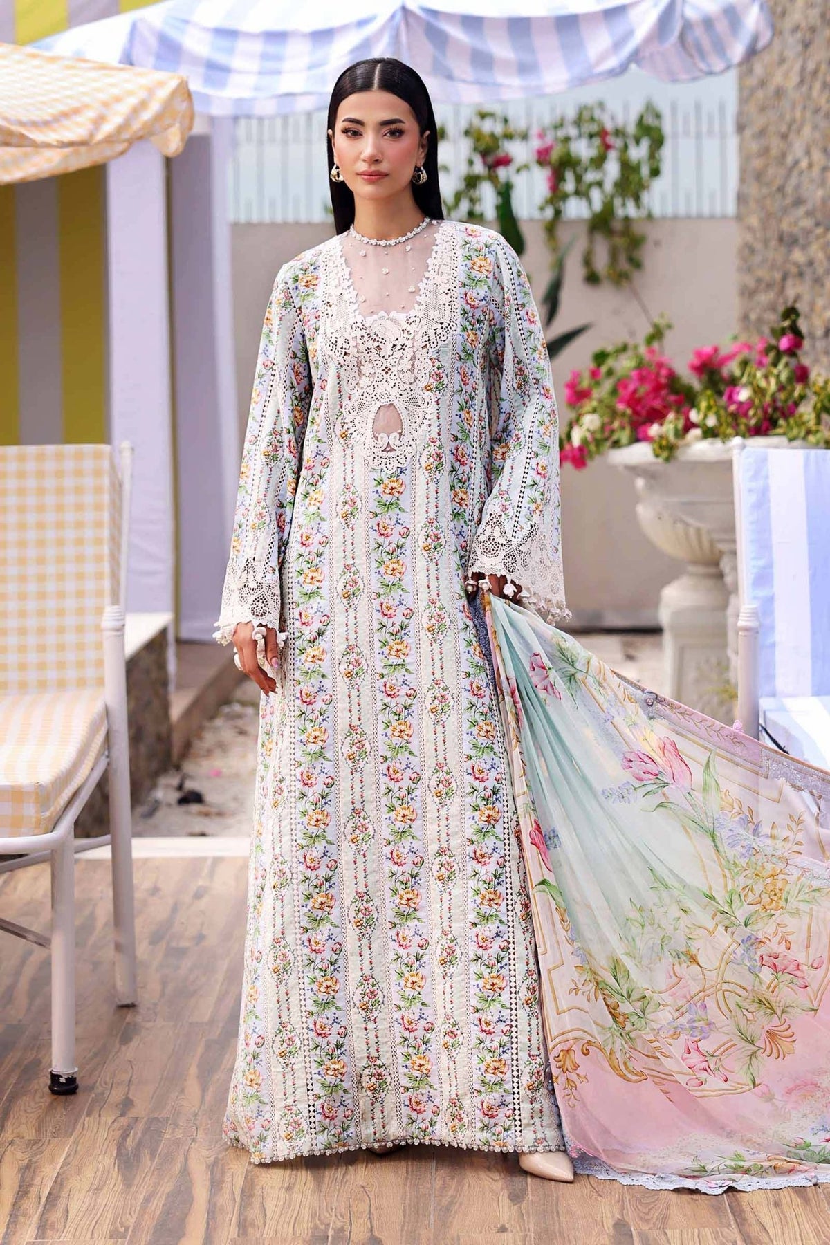 Maria B | M Prints 26 | MPT-3010-B-Brand:Maria B-Type:Ladies Clothes-Off White-Lawn-House of Maryam- Buy in UK, USA