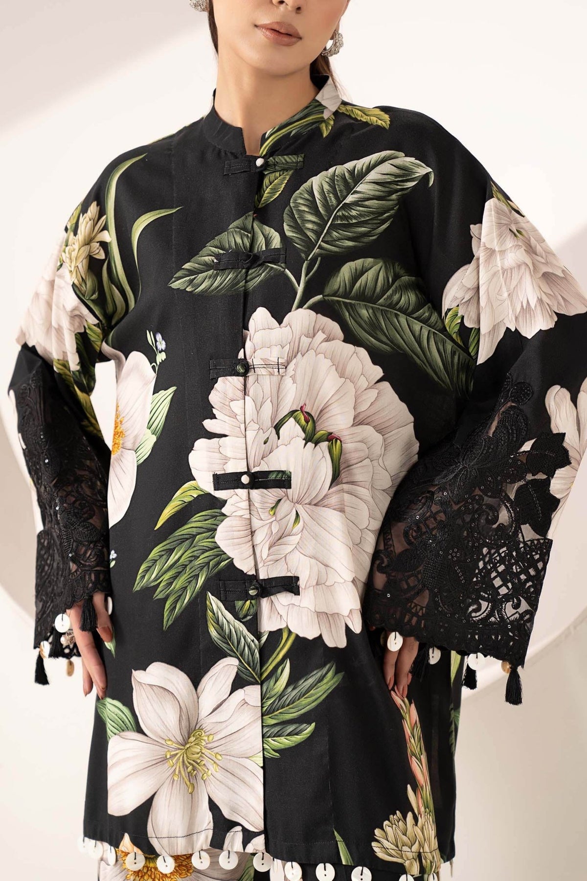Maria B | RTW | 2 Piece Embroidered Arabic Lawn Suit-Brand:Maria B-Type:Luxury Pret-Black - House of Maryam- Buy in UK, USA