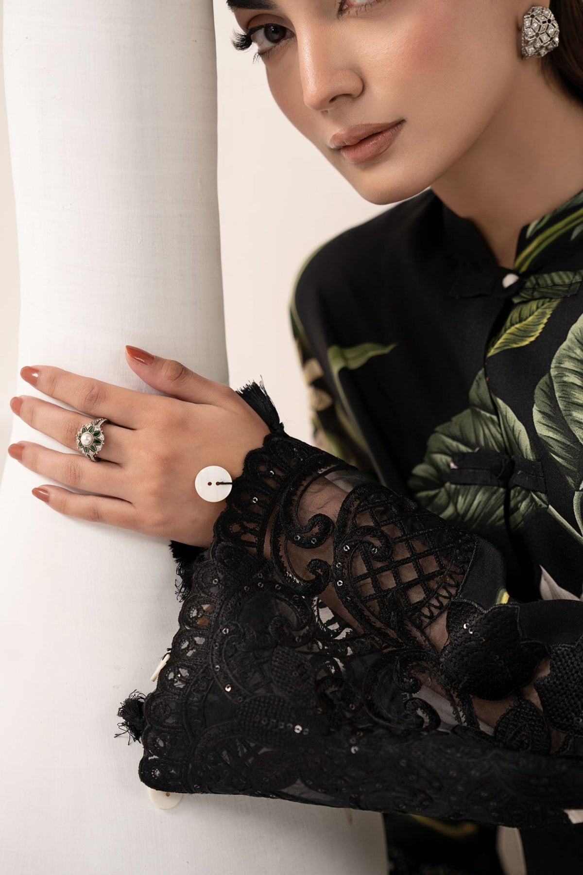 Maria B | RTW | 2 Piece Embroidered Arabic Lawn Suit-Brand:Maria B-Type:Luxury Pret-Black - House of Maryam- Buy in UK, USA