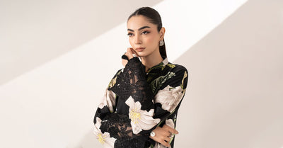 Maria B | RTW | 2 Piece Embroidered Arabic Lawn Suit-Brand:Maria B-Type:Luxury Pret-Black - House of Maryam- Buy in UK, USA