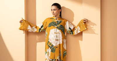 Maria B | RTW | 2 Piece Embroidered Arabic Lawn Suit-Brand:Maria B-Type:Luxury Pret-Yellow - House of Maryam- Buy in UK, USA