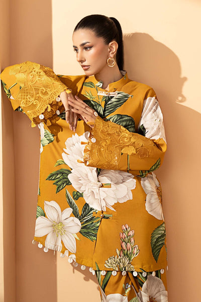 Maria B | RTW | 2 Piece Embroidered Arabic Lawn Suit-Brand:Maria B-Type:Luxury Pret-Yellow - House of Maryam- Buy in UK, USA